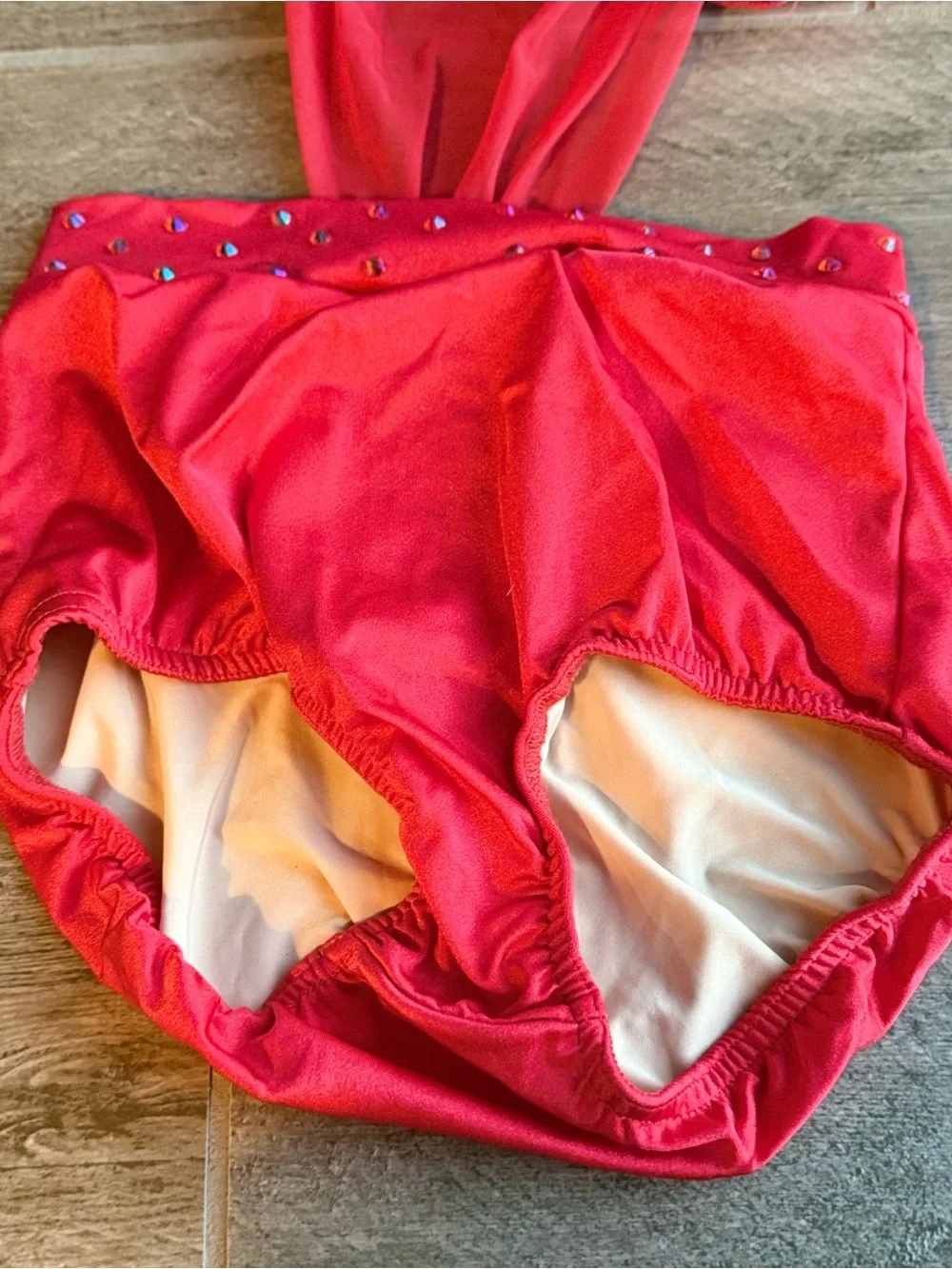Kelle Red Dance Costume Leotard with Embelishments